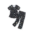 thumbnail image 1 of Women Pajamas Cute Prints Sleepwear Tops & Capri Pants Black Planet M, 1 of 3