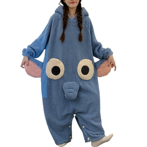 Pajamas for Women Set, Elephant Blanket Hoodie Onesie for Adult, Soft Cozy Onesie Costume