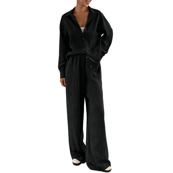 Pajamas for Women Set Evening Lounge Womens Pajama Sets V Neck Soft Pj Set Long Sleeve Shirts Matching Pjs for Couples Black