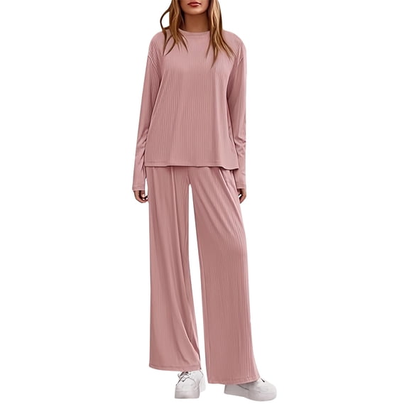 Pajamas for Women Set Evening Lounge Womens Pajama Sets V Neck Soft Pj Set Long Sleeve Shirts Matching Pjs for Couples Pink
