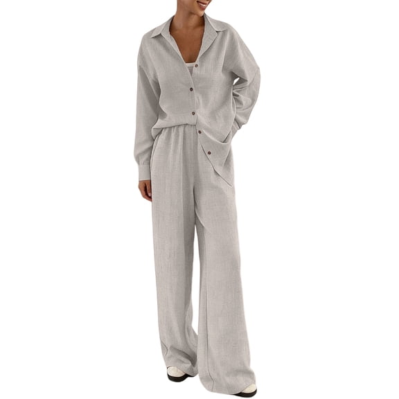 Pajamas for Women Set Fall Fashion Must Have Womens Pajama Sets V Neck Fitness Pj Set Long Sleeve Shirts Matching Pjs for Couples Beige