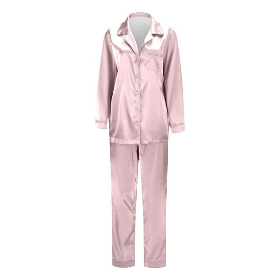 Pajamas for Women Set – Fitted Pajama Sets & Minimalist Lounge Wear Women's Silk Matching Family Pajamas Long Sleeve & Pant Set