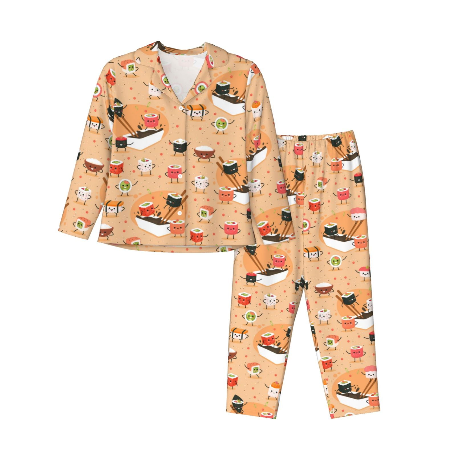 Pajamas for Women Set Funny Sushi Womens Pajama Sets, Long Sleeve Pjs