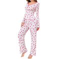 thumbnail image 1 of Pajamas for Women Set Ladies' Heart Print Pajama Set with Long Sleeves and Pants, 1 of 4