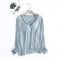 thumbnail image 1 of Pajamas for Women Set Long Sleeve Sleep T Shirt Basic Layer Stretchy Shirts Neck Pajama Top, 1 of 3