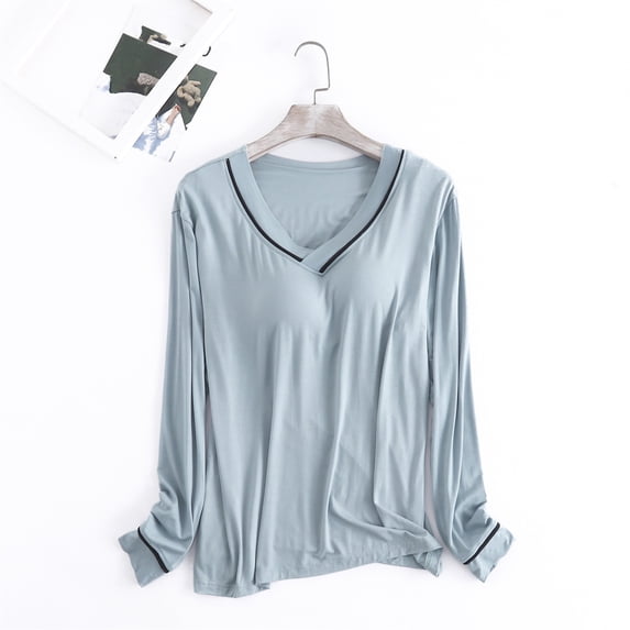 Pajamas for Women Set Long Sleeve Sleep T Shirt Basic Layer Stretchy Shirts Neck Pajama Top