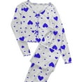 thumbnail image 1 of Pajamas for Women Set Long Sleeve Tops Pants with Heart Print Soft Two Piece Sleepwear Homewear, 1 of 3