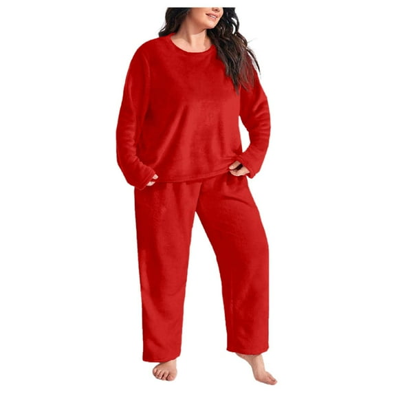 Pajamas for Women Set Plus Size Flannel Thickened Warm Coral Sleepwear Pjs Sets