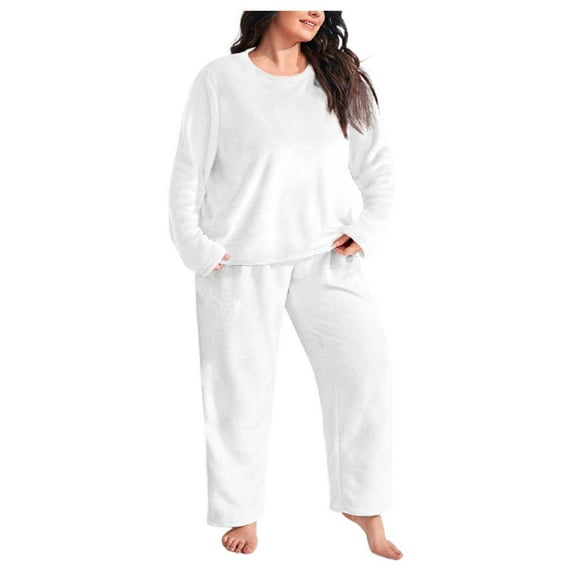 Pajamas for Women Set Plus Size Flannel Thickened Warm Coral Sleepwear Pjs Sets