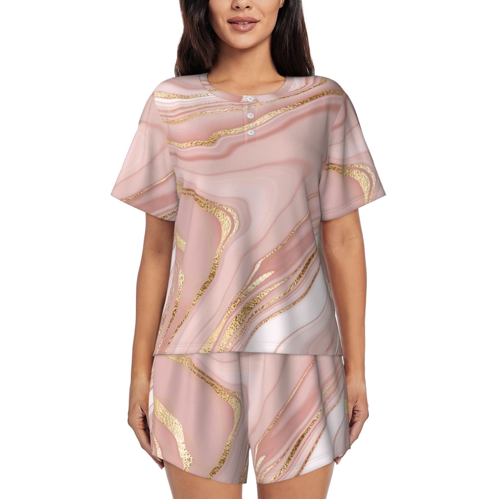 Laprad Women's Basketball Print Pajama Set - 2 Piece Short Sleeve PJs With Pockets, Lounge Sleepwear
