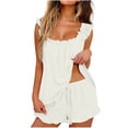 thumbnail image 1 of Pajamas for Women Set Short Sleeve Soft Two Outfits Piece Tops Fringed Crop Edge Sleeveless and Suits & Sleepwear Pajama, 1 of 7