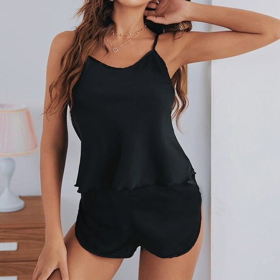 Pajamas for Women Set Two Piece Womens Short Pajamas Set Cami Top Lounge Wear for Women Comfy Sets for Women Clothing