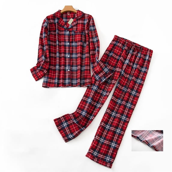 Pajamas for Women Set Winter Brushed Flannel Button Top Pant Warm Loungewear Blue 3Xl