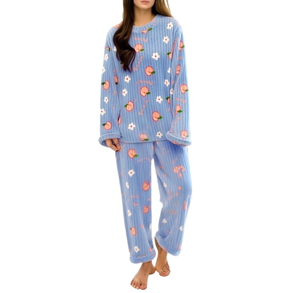 Pajamas for Women Set Winter Coral Fleece Pajama Set Thickened Flannel Fabric for Maximum Warmth Soft Cozy Loungewear & Sleepwear for Cold Nights