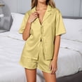 thumbnail image 1 of Pajamas for Women Set Women Silk Pajamas Shirt-Style Collar Sleepwear Short Sleeve Loungewear Womens Lounge Wear 2 Piece Set Cute Outfits S, 1 of 6