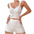 thumbnail image 1 of Pajamas for Women Set, Womens Graphic Print Ribbed PJ Set Crop Cami Tops and Shorts Cute Pajamas Set, 1 of 3