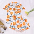 thumbnail image 1 of Pajamas for Women Set Yellow Peach Fruit Print Short Sleeves Button Up Pjs Tops & Short Women Pajamas (Orange XL), 1 of 9