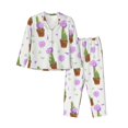 thumbnail image 1 of Pajamas for Women Sets, Cactus blooming purple Lounge Sets Long Sleeve Button Down Night Shirts Sleepwear Pjs, 1 of 6