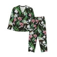 thumbnail image 1 of Pajamas for Women Sets, Lilies Flowers Black Pink Lounge Sets Long Sleeve Button Down Night Shirts Sleepwear Pjs, 1 of 6