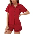 thumbnail image 1 of Pajamas for Women: Short Sleeve Button Down Sleepwear Two-Piece Womens Pajamas, 1 of 6