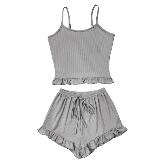 Pajamas for Women Sleeveless Soft Short Pants Plus Size Sleepwear,Grey,2XL