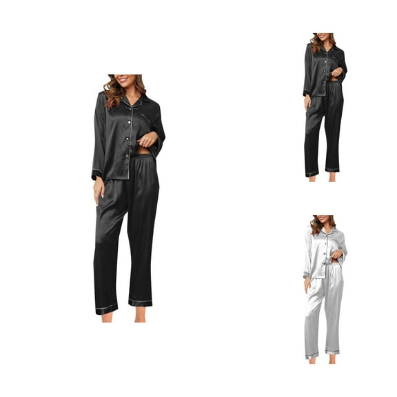 Pajamas for Women – Soft Cotton Maternity Set Women's Pajama Set Silk Pajamas 2 Piece Satin Pajama Set Long Sleeve Button Down Suit With Pants