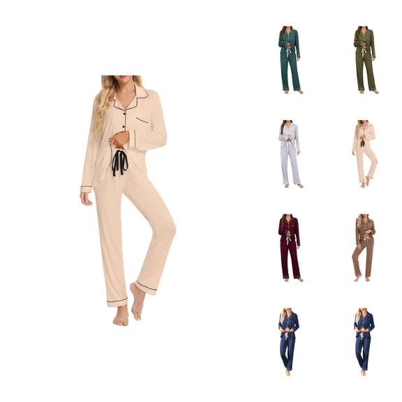 Pajamas for Women – Strappy 2 Piece Lounge Set Summer Sleep New Fall Women's Pajama Set Long Sleeve Trousers Casual Home Wear