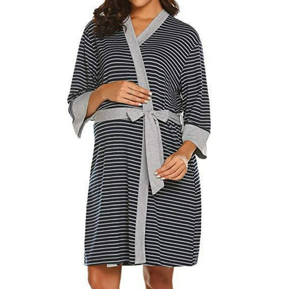 Pajamas for Women Stripe Matching Maternity Postpartum Maternity Robes Sleeping Gown Postpartum Home Nursing Clothes Black XL