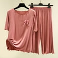 thumbnail image 1 of Pajamas for Women Summer Two Piece Lounge Set Crewneck Lightweight Casual Short Sleeve Sleepwear, 1 of 3