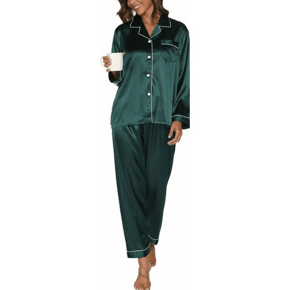 Pajamas for Women: Syphoria Womens Pajamas, Two-Piece Long Sleeve with Long Pajama Pant Set Button Down Lounge Sets for Women