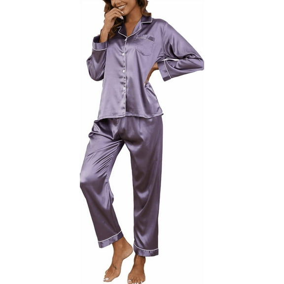 Pajamas for Women: Syphoria Womens Pajamas, Two-Piece Long Sleeve with Long Pajama Pant Set Button Down Lounge Sets for Women