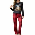 thumbnail image 1 of Pajamas for Women Trendy Christmas Crewneck Print Long Sleeve Grid Long Pants Set Women Sleepwear, 1 of 4