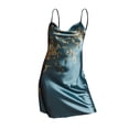 thumbnail image 1 of Pajamas for Women V Neck Floral Print Silk Dress Spaghetti Straps Loungewear Sets Woman,Green,XL, 1 of 7