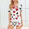 thumbnail image 1 of Pajamas for Women Valentine's Day Gift for Her Heart Printed Casual Lapel Button Short Sleeve Blouse And Short Pants Pajama Sets Gray, 1 of 8