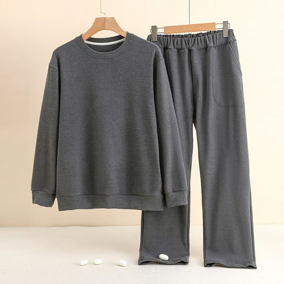 Pajams Men's Solid Color Thick Warm Long Sleeves Pants Pajama Sets Men's pjs Men’s pajamas Fall pajamas Men Pijamas for Men Set Mens Soft Pajamas Sets