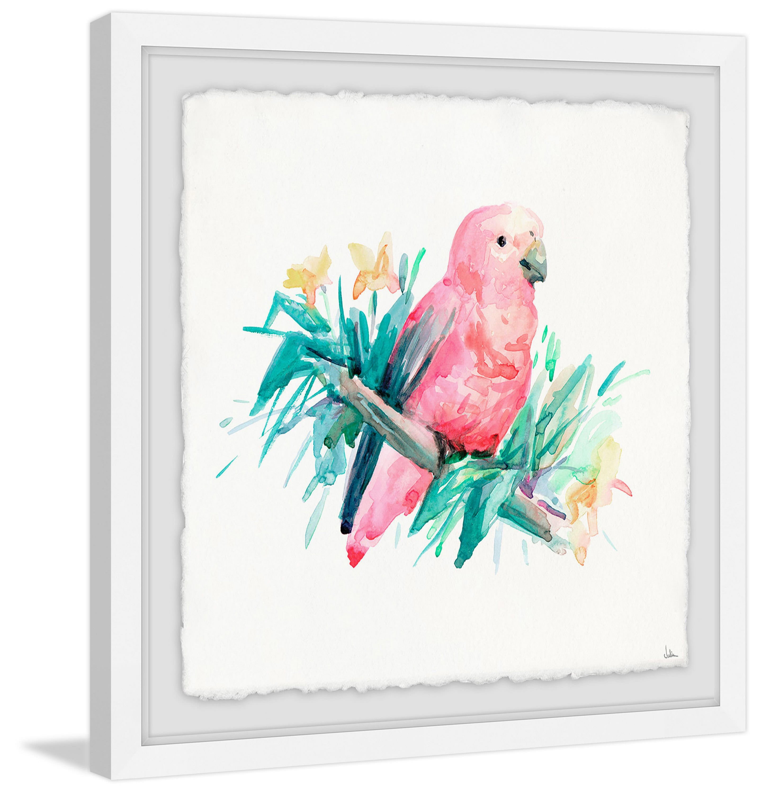 Pajaro Rosado Framed Painting Print