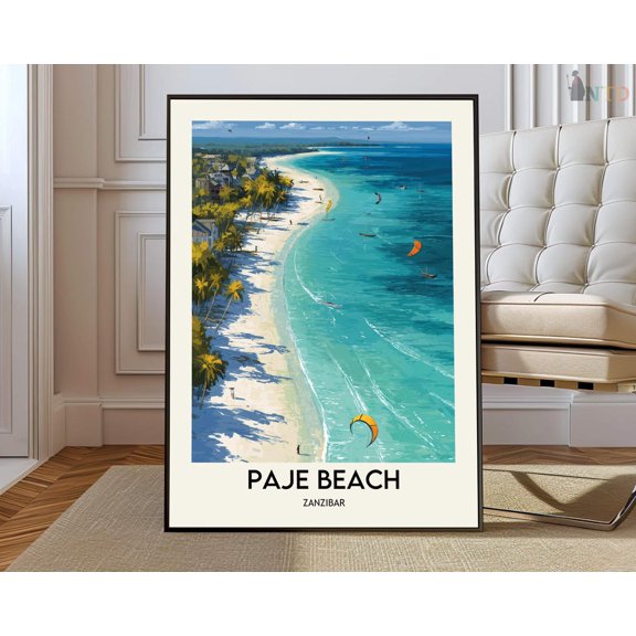 Paje Beach Zanzibar Poster, Unframed Paper Poster 8x10in