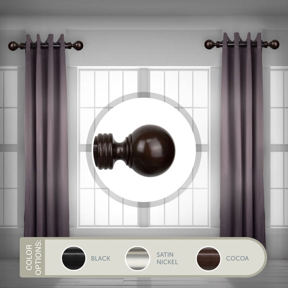 Archie 1.5" dia. Side Curtain Rod 12-20 inch long (Set of 2) - Cocoa