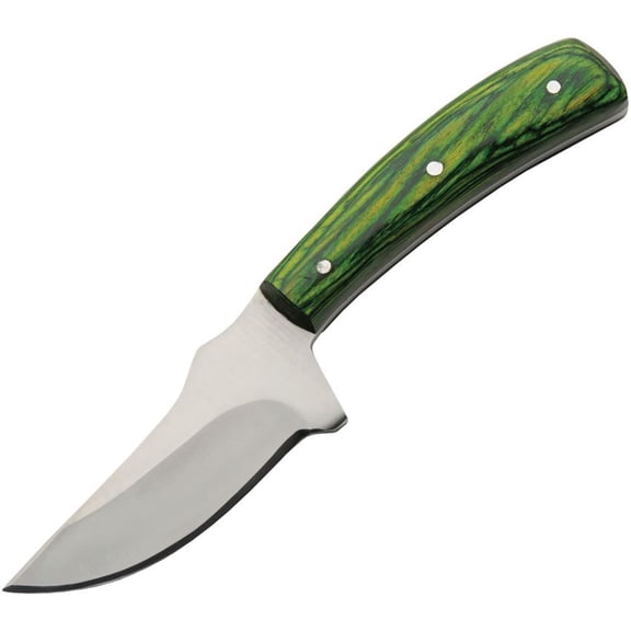 SZCO Supplies 7.25" Green Wood Handle Outdoor Utility Knife with Leather Sheath