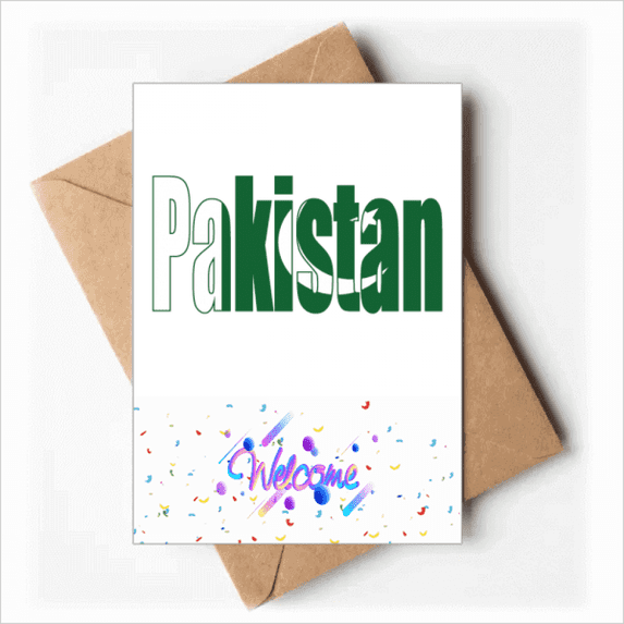 Pakistan Country Flag Name Welcome Back Greeting Cards Envelopes Blank