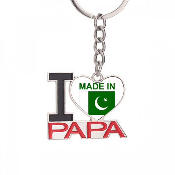 Pakistan Country Love Keychain Metal Keyring Holder Love PAPA Father