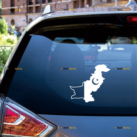 Pakistan Flag Map Outline Sticker Decal Vinyl - 2 Pack White 4" - For Car Boat Laptop Cup No Background Die-cut