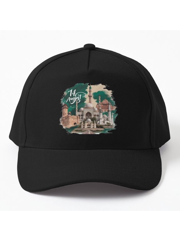 Pakistan Independence Day Baseball Cap, Landmark Illustration and Calligraphy Design Hat