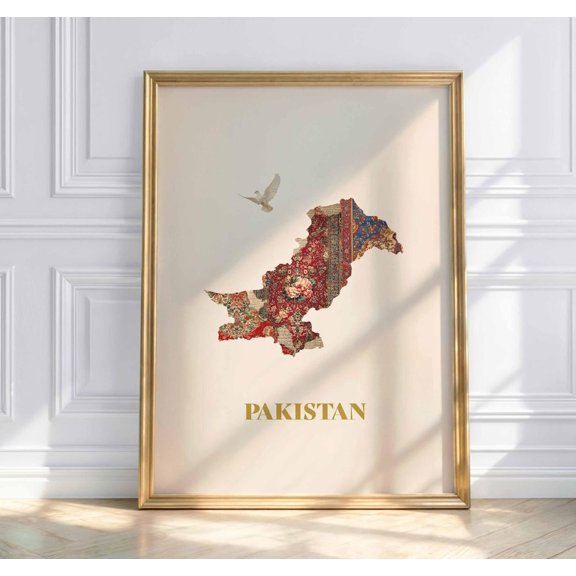 Pakistan Map Artistic Pakistan Map Withiental Pattern Peace Dove