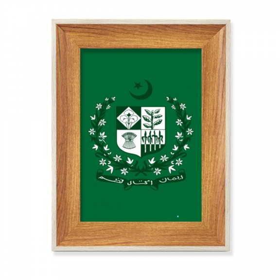 Pakistan National Emblem Green Country Desktop Wooden Photo Frame Display Picture Art Painting Multiple Sets