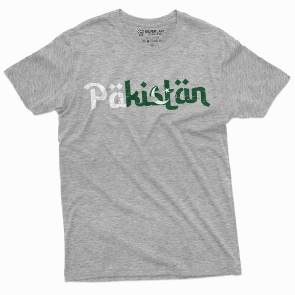 Pakistan T-Shirt Pakistani Flag Coat Of Arms Country Nation T-Shirt (XX-Large Grey)
