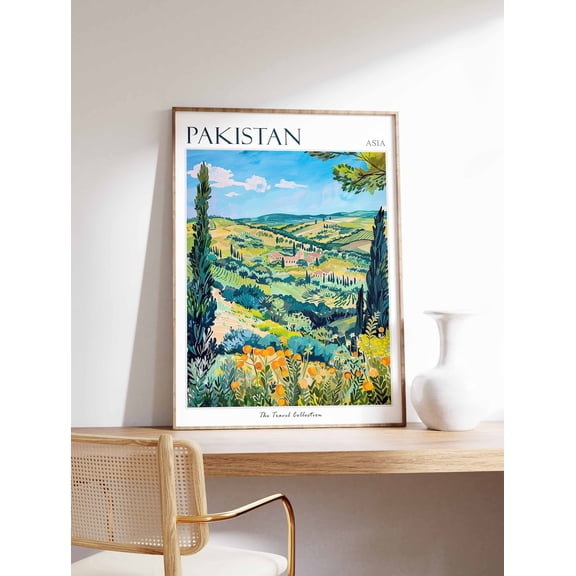 Pakistan Travel Botanical Asian Art, Unframed Paper Print