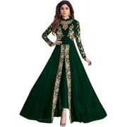 Pakistani Designer Anarkali Gown Dress Party Wear Indian Salwar Kameez Suits ( Green, XXL - 46 )