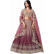 Pakistani Designer Reception Party Wear Stitched Fabulous Lehenga Choli With Blouse  Burgundy Red, M - 40