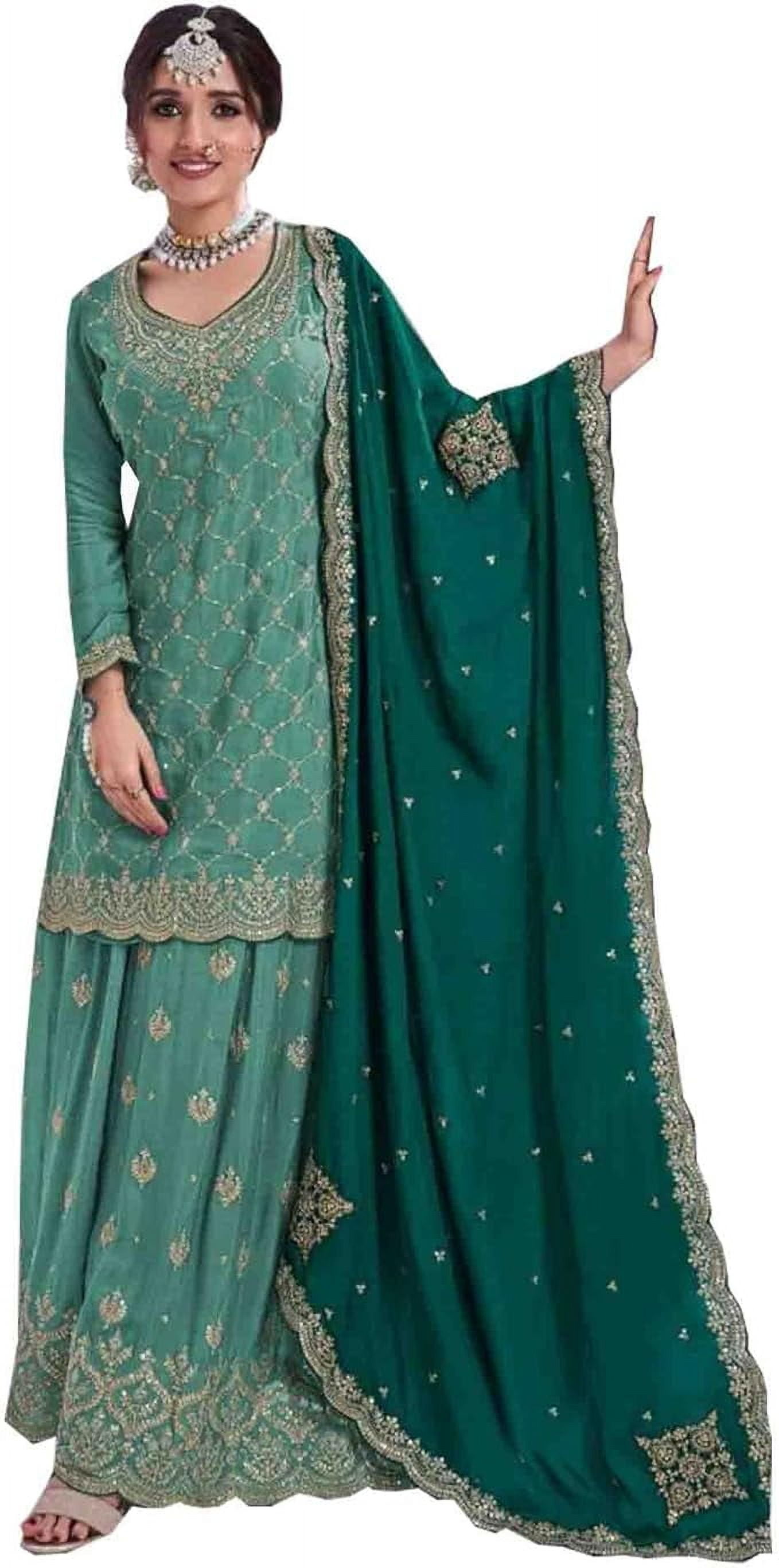 slim fit dress slacks Bareeze Ch3819 Green Eid Dress – Sara Clothes main image 1